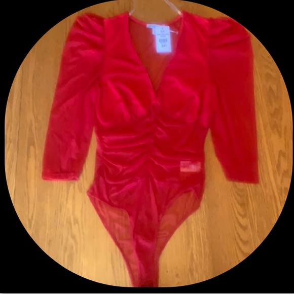 Bodysuit Ladies mostly sheer long slv Sz small - Picture 4 of 9